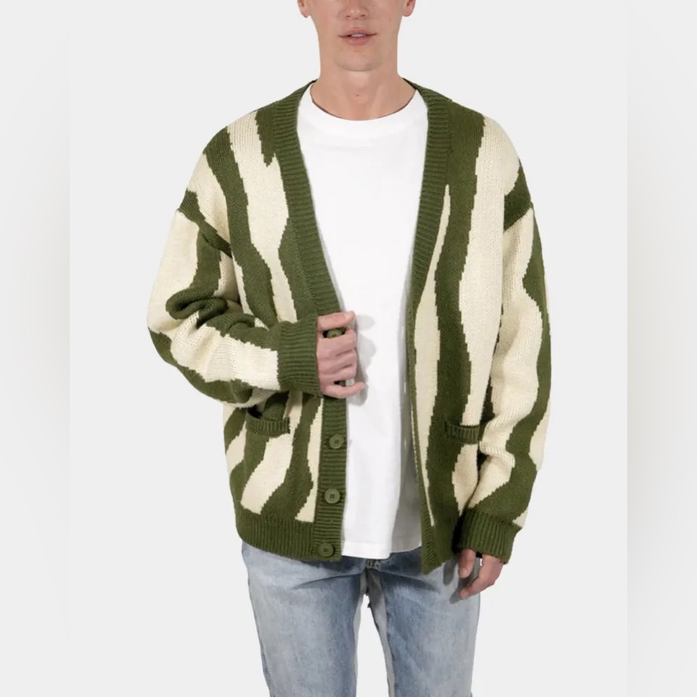 MNML Zebra Cardigan Green/White